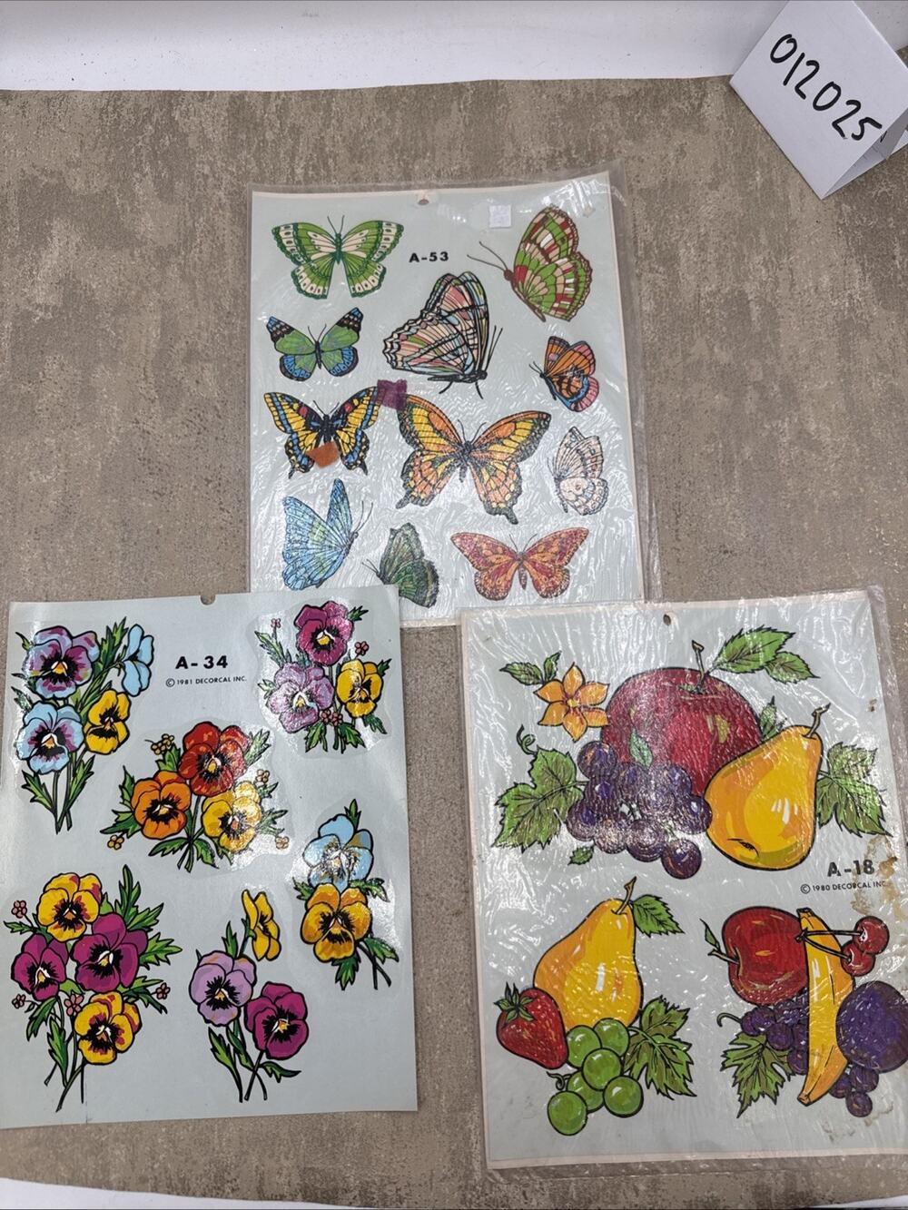 VINTAGE Decorcal COLORFUL VOILETS/FLOWERS Water DECALS - 1980's